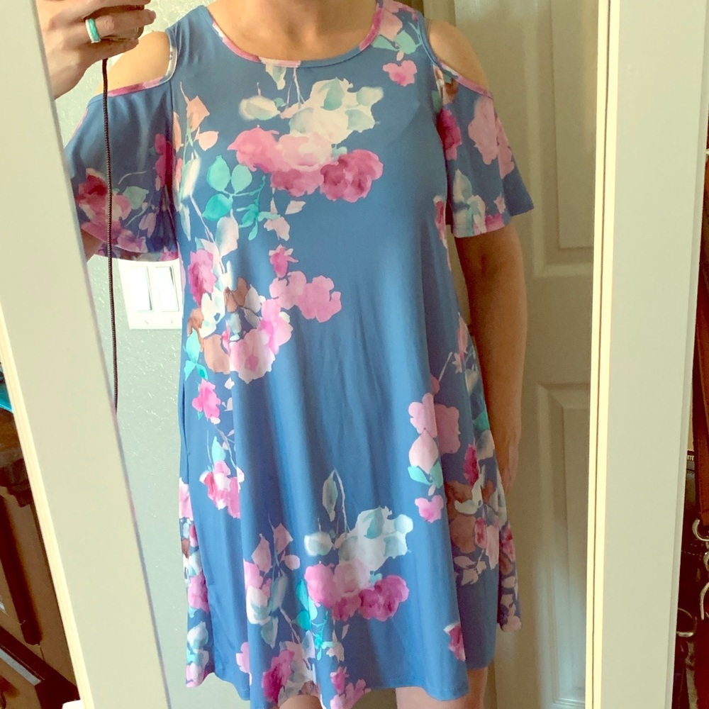 Floral cold shoulder dress